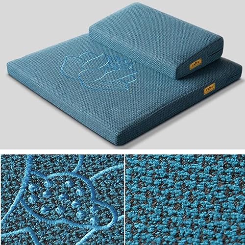 BRAGUE Portable Meditation Cushion Set, Large Rectangular Zen Cushion Foldable for Adults, Yoga Cushion,Thickened Coconut Palm Cushion Sitting Zen Cushion(Blue,60 * 60cm)