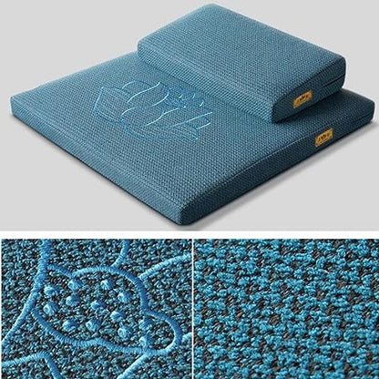 BRAGUE Portable Meditation Cushion Set, Large Rectangular Zen Cushion Foldable for Adults, Yoga Cushion,Thickened Coconut Palm Cushion Sitting Zen Cushion(Blue,60 * 60cm)