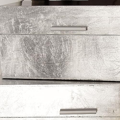 CosmoLiving by Cosmopolitan Wooden Decorative Box Decorative Keepsake Boxes with Textured Foiled Exterior, Set of 2 Storage Boxes 13", 11"W, Silver