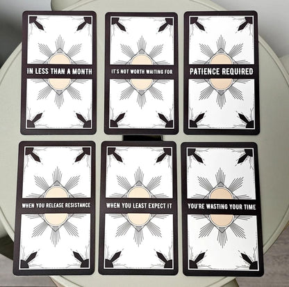 Timing Answer Message Card Deck – 54 English Cards, Black & White Minimal Design, 10.3 × 6 cm