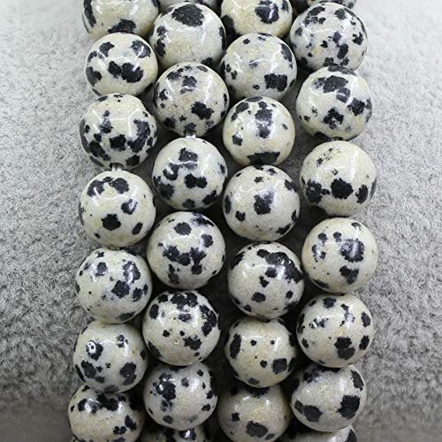 Keleny Gem Semi Precious Gemstones 8mm Natural Stone Round Beads Rock Crystal Jasper Stretch Bracelet 7 Inch Unisex - color: Dalmatian Jasper