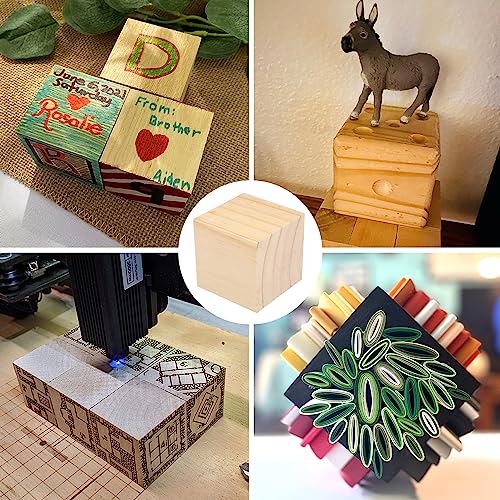 12 Packs Wooden Blocks for Crafts, 3.15 Inch Pine Wood Cubes, Wooden Cubes for Paint, Stamp, Decorate, DIY Projects and Personalized Gifts,by GNIEMCKIN. - size: 12 Packs 3.15 Inch