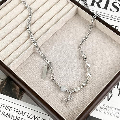 Y2k Irregular Necklace Star Pendant Moonlight Stone Fashion Collar Chain Design Spicy Silver Jewelry for Women - color: Style21