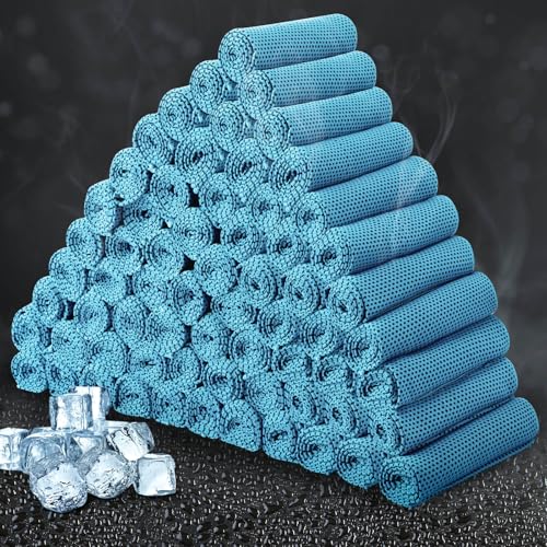 Honoson Cooling Towel Bulk - Neck & Face Cool Chilly Towels Microfiber Breathable Sport Sweat Rag for Gym, Yoga, Travel, Camping, Running, Outdoor - color: Light Blue, size: 47"x12"