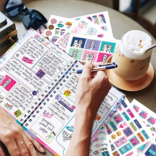 Gratitude Journal 52 Week Daily Positive Thinking for Thankfulness + Sticker Set | Gratitude Finder - color: Confetti Party + Grateful Heart Stickers