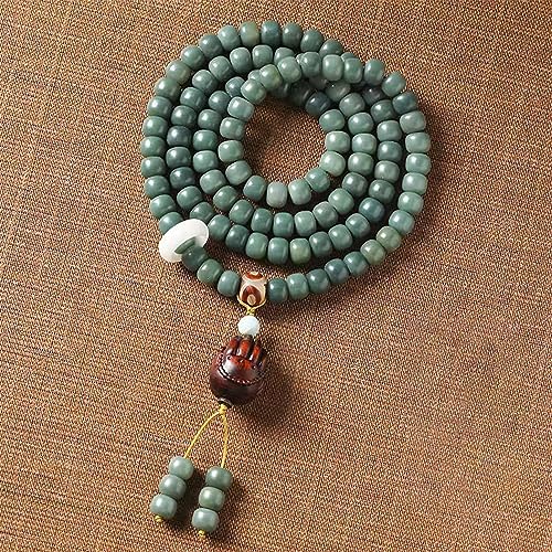 Natural Bodhi Seeds 108 Mala Beads Bracelet for Women Buddhist Prayer Beads Necklace with Praying Hands