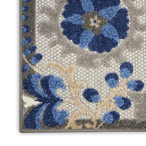 Nourison Home Aloha Natural Blue 2' x 6' Area Rug - Easy Clean, Non Shedding, Bed Room, Living Room, Dining Room, Kitchen (6' Runner) - color: Natural Blue, size: 2' x 6' (Runner)