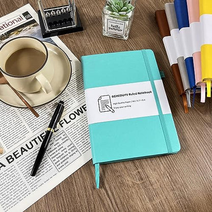Notebook Journal, College Ruled Notebook Lined A5 160 Pages,Hard Cover Journals for Writing, Notebooks for Work Office School Women Men,5.7 inches x 8.4 inches(Mint Green) - color: Mine Green