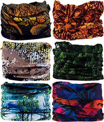 Headband Neck Gaiter Head Wrap Headwear Face Mask Magic Scarf Bandana for Men and Women - color: 6pc.jungle Series