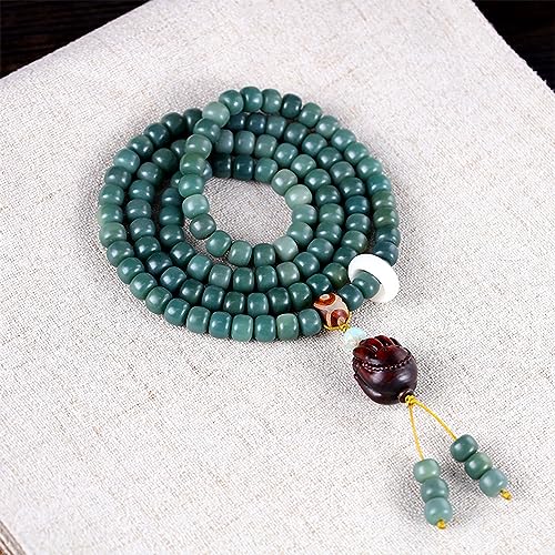 Natural Bodhi Seeds 108 Mala Beads Bracelet for Women Buddhist Prayer Beads Necklace with Praying Hands