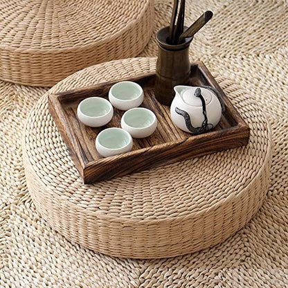 HUAWELL Japanese Style Handcrafted Eco-Friendly Breathable Padded Knitted Straw Flat Seat Cushion, Hand Woven Tatami Cushion Best for Zen, Yoga Practice or Buddha Meditation (19.7) - size: 19.7