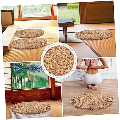 Cabilock Front Door Woven Mat Thick Decorative Meditation Cushion for Indoor Seating Natural Straw Yoga Floor Pad for Meditation and Relaxation