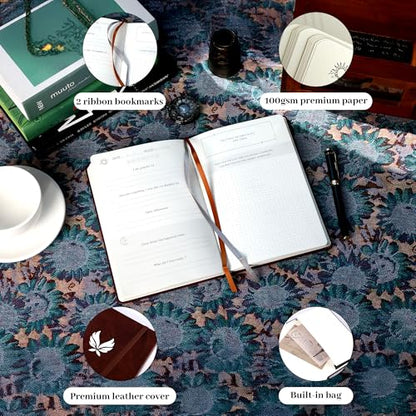 Yoment Gratitude Journal for Men 13-Week Guided Productivity 5 Minute Daily Journal with Prompts for Mindfulness, Mental Health & Productivity - Guided Self Care Gift, Brown - color: Brown
