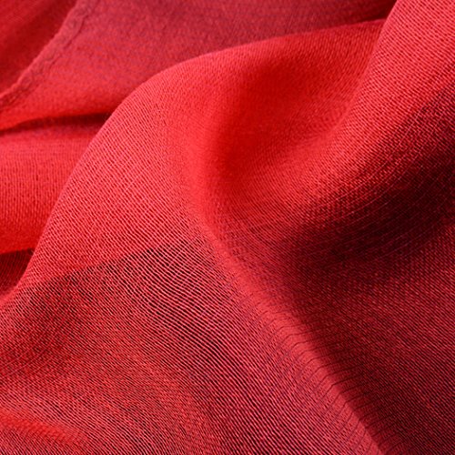 Cotton Silk Scarf Elegant Soft Wraps Color Shade Scarves for Women - color: Red