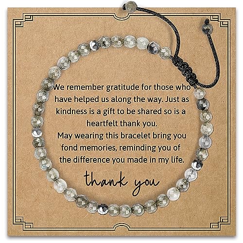 Thank You Gifts for Women: Teacher Appreciation Office Gifts for Coworkers Employee Boss Lady Manager Colleague Natural Stone Bracelet - color: Moonstone