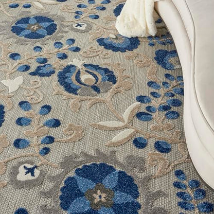 Nourison Home Aloha Natural Blue 6' x 9' Area Rug - Easy Clean, Non Shedding, Bed Room, Living Room, Dining Room, Kitchen (6' x 9') - color: Natural Blue, size: 6' x 9' (Rectangular)