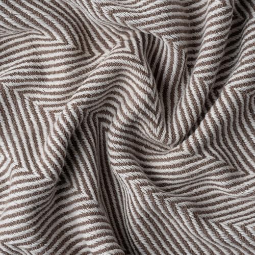 Bed Blanket, Lightweight, Cotton-Rich Blend, 100% Recycled Cotton, Twin Size (57 x 79 Inch), Textured Woven Bedding, Easycare, Breathable Layering, Summer Coverlet, Mocha Brown - color: Mocha Brown, size: Twin