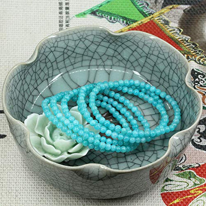 Keleny 4mm Natural Round Beads Gemstones Rock Crystal Stretch Bracelet 7 Inch Unisex - color: Blue Russia Amazonite