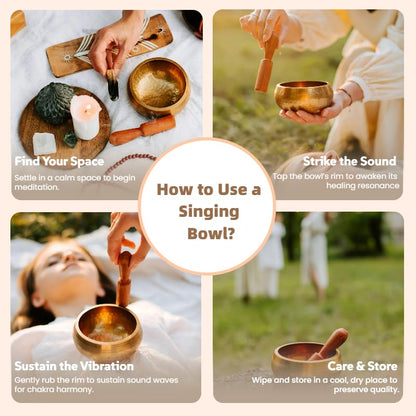 Tibetan Singing Bowl Set — Himalayan Sound Healing Bowl for Yoga, Meditation, Reiki, Sound Baths, Chakra Balancing & Stress Relief — Unique Spiritual Gifts for Women | Cuencos Tibetanos Originales