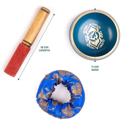 Chakra Singing Bowls with Wooden Striker & Cushion Gift Box Set | Lift Vibration & Frequency; Sound Therapy; Holistic Healing, Meditation & Relaxation Mindfulness Mantra (Third Eye) - color: Third Eye Chakra
