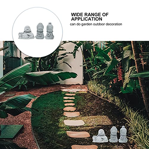 Cabilock 3pcs Sandstone Buddha Statue for Home Decor Creative Chic Landscape Prop Light Grey Landscape Accessory for Zen Garden Aquarium and Meditation Spaces