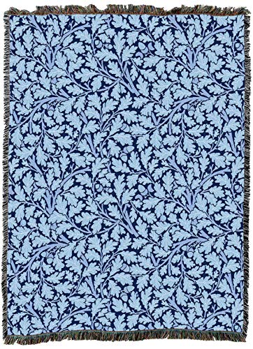 Pure Country Weavers William Morris Oak Tree Blues Blanket - Arts & Crafts - Gift Tapestry Throw Woven from Cotton - Made in the USA (72x54) - color: Blues, size: Large