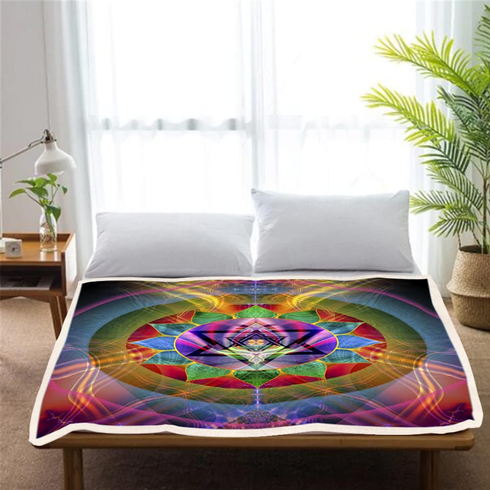 Chakra Throw blanket | Meditation Fleece Blanket | Soft | Ray Of Love (Small) - size: Small