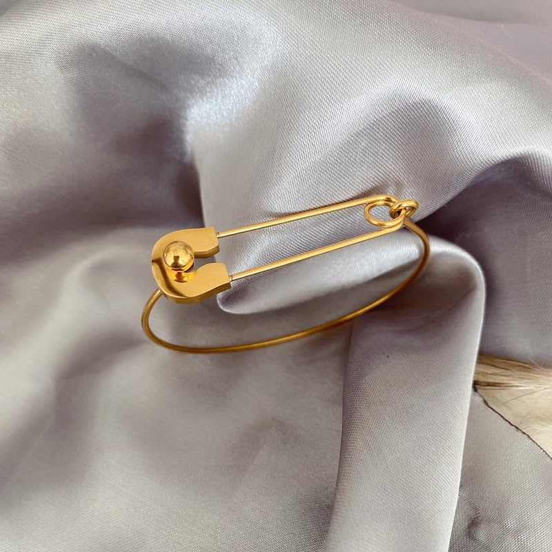 Paperclip Minimalist Bangle Bracelet for Women, Open Adjustable Cuff Bracelet Gold Stackable Dainty Jewelry Gift Set for Her