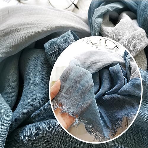 Cotton Linen Fashion Scarf,Gradient Two-tone Four Season Scarf Shawl Beach Gauze,Long Lightweight Travel scarf 75"×35"