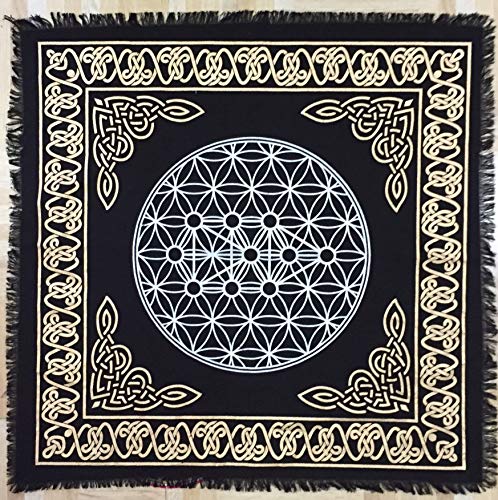 Indian Consigners Altar Cloth Geometric Witchcraft Alter Tarot Spread Top Cloth Wiccan Square Spiritual 18 by 18 Sacred(Geometric Gold Silver) - color: Geometric Gold Silver