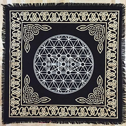 Indian Consigners Altar Cloth Geometric Witchcraft Alter Tarot Spread Top Cloth Wiccan Square Spiritual 18 by 18 Sacred(Geometric Gold Silver) - color: Geometric Gold Silver