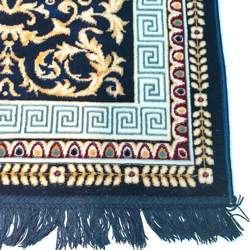 Pooja Aasan Blue 24 Inch Soft Woolen Velvet Cloth Mat for Puja Temple Altar | Decorative Embroidered Puja Aasan for God Idol, Mandir & Festivals | Soft Religious Mat for Home Temple & Spiritual Use