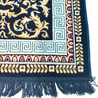 Pooja Aasan Blue 24 Inch Soft Woolen Velvet Cloth Mat for Puja Temple Altar | Decorative Embroidered Puja Aasan for God Idol, Mandir & Festivals | Soft Religious Mat for Home Temple & Spiritual Use