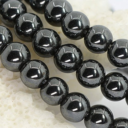 Justinstones Gem Semi Precious Gemstone 6mm Round Beads Stretch Bracelet 6.5 Inch - color: Hematite