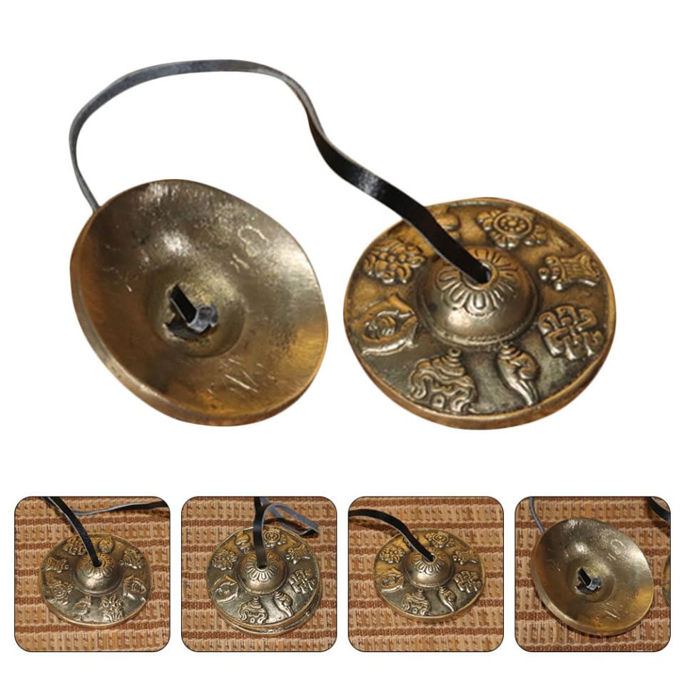 BESTonZON 1pair Tingsha Cymbals for Meditation and Sound Healing Nepalese Percussion Instrument Compact Design for Yoga and Mindfulness Practice Traditional Tingsha Bells
