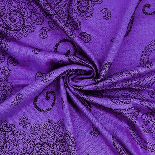 Ciormis Two Tone Silky Paisley Pashmina Shawl Scarf,Soft Women's Rave Jacquard Pashminas Wrap Scarves - color: O#.dark Purple Paisley