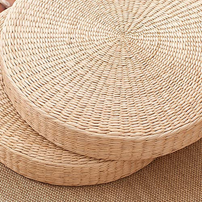 HEVIRGO Tatami Floor Pillow, Round Padded Braided Seat Cushion for Buddha Meditation, Breathable Round Straw Weave Handmade Pillow for Floor 40cm