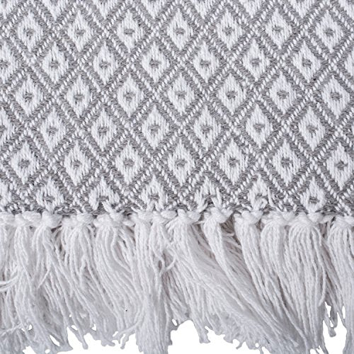 DII Global Mini Diamond Woven Throw, 50x60, Gray