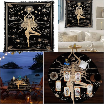 Indian Consigners Witchcraft Supplies Tarot Spread Alter Cloth Triple Altar - color: Black, size: 18" x 18" (Square)