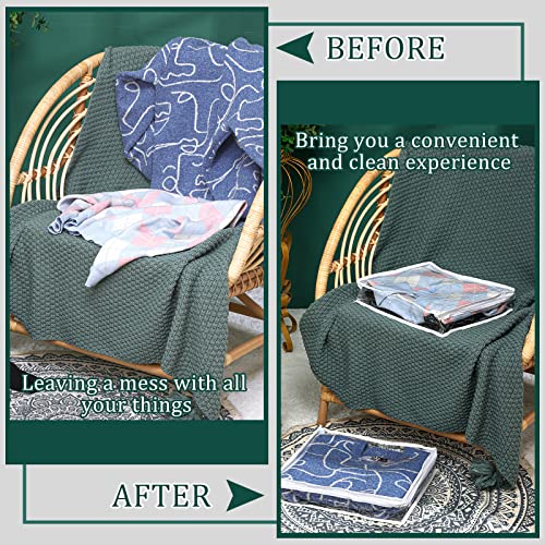 12 Pcs Clear Zippered Storage Bags Pvc Sweater Sheet Organizer Plastic Sheet Storage Sweater Bags With Zipper And Label Pocket Container For Clothes Closet Linen Pillow (14 x 12 x 3 Inch) - size: 14 x 12 x 3 Inch