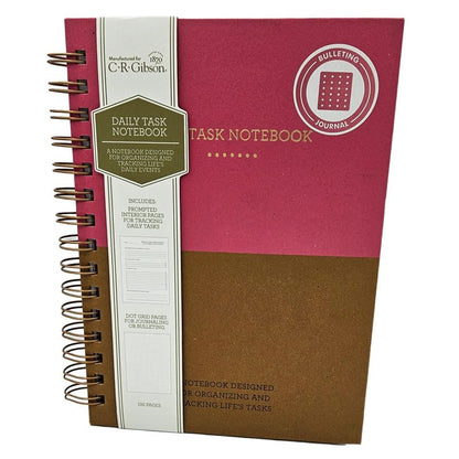 Spiral Bulleted Journal - Pink Daily Task Notebook - 192 Pages - 6 x 8.25 Inch