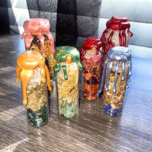 BlkGrlMagick Handcrafted Mini Good Luck Spell Jar, Lottery, Prosperity, Gambling, Casino Success, Good Fortune Law of Attraction Spell Bottle, Moon Charged Witch Bottles, Hoodoo Altar Tools - size: Luck Spell
