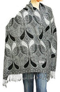 Falari Women's Reversible Paisley Pashmina Shawl Wrap Scarf For Evening Dresses Festivals Any Occasions All Seasons 80"x27" - color: Style 2 - Black Grey White
