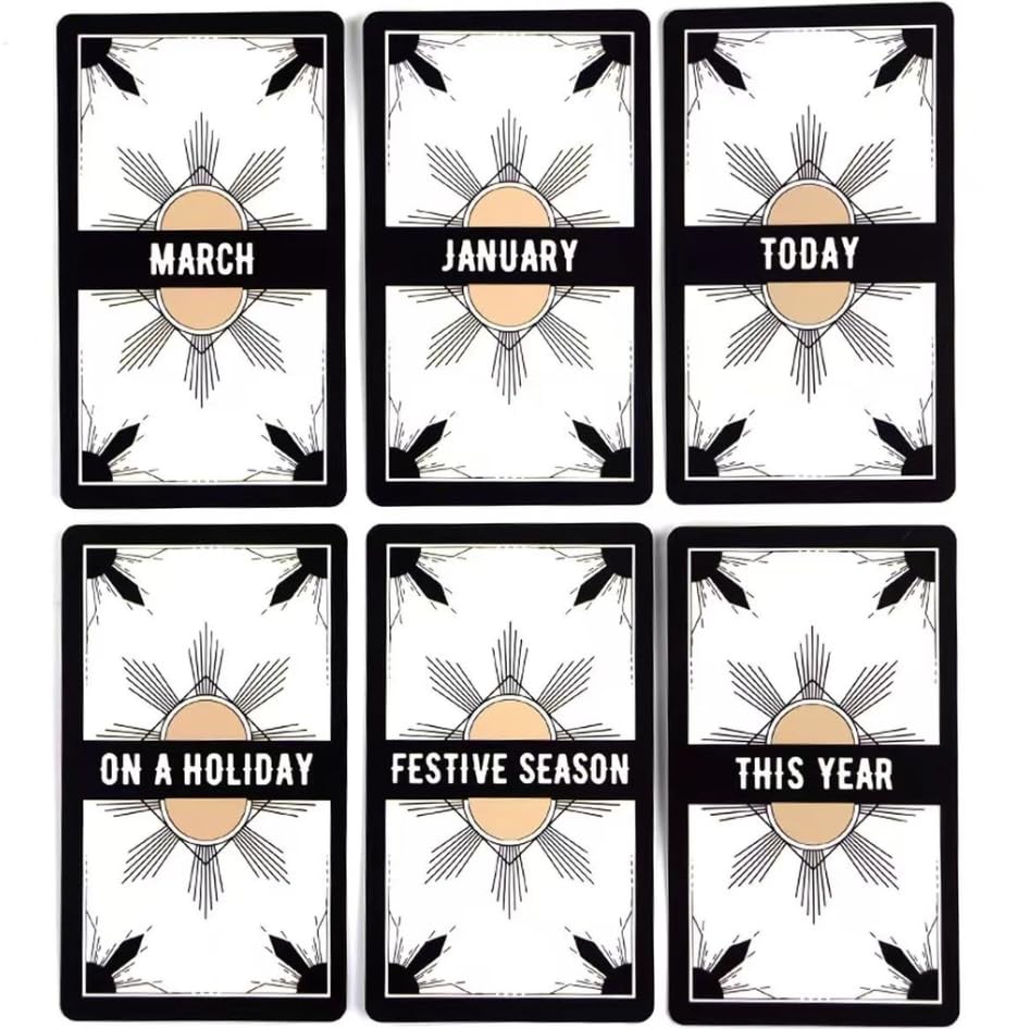 Timing Answer Message Card Deck – 54 English Cards, Black & White Minimal Design, 10.3 × 6 cm