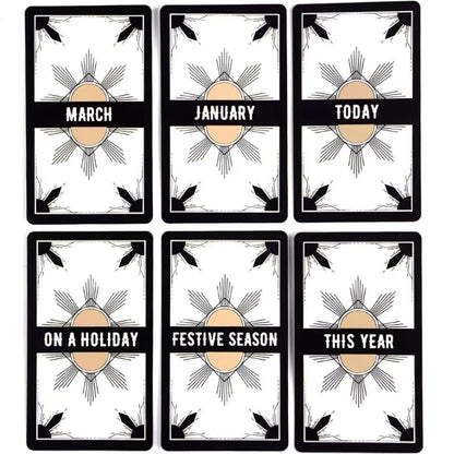 Timing Answer Message Card Deck – 54 English Cards, Black & White Minimal Design, 10.3 × 6 cm