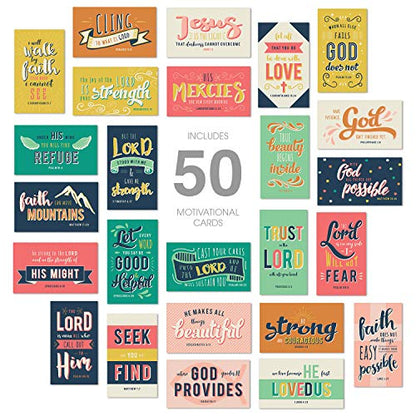 Canopy Street Religious Motivational Quote Cards / 2" x 3.5" Flat Business Card Size / 50 Positivity Cards / 25 Uplifting Christian Designs - color: Religious