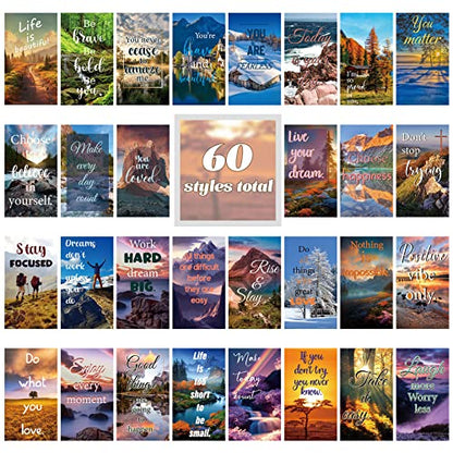 Jinei 300 Inspirational Affirmation Cards Bulk Daily Positive Motivational Gifts Cards Small Mini Encouragement Quotes for Women Coworker Team(Scenery Style) - style: Scenery Style