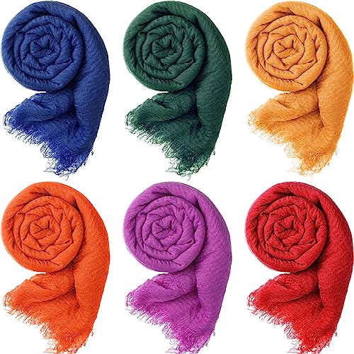 Geyoga 6 Pcs Women Scarf Shawl Hijab Scarves Cotton Crinkle Hijab for Women Blend Shawl Crinkle Wrap Head for Seasons - color: Fresh Colors