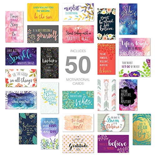 Canopy Street Inspirational Quote Cards / 50 Positivity Cards / 25 Uplifting Designs / 2" x 3.5" Flat Mini Motivational Business Card Sized Notes/Made In The USA - color: Inspirational