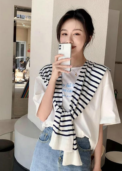 Womens Striped Pashmina Shawls and Wraps Knitted Sweater Casual Shawl Wraps Scarf Cardigan Cape Coverup Shoulder Top